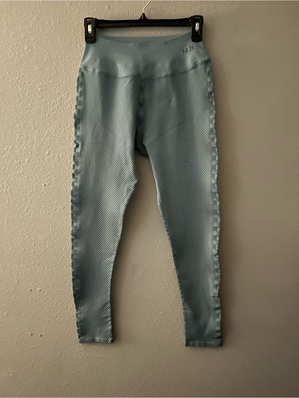 NUX Light Blue Textured High-Waist Leggings
